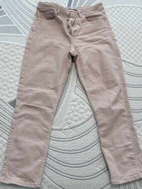 Zara Blush Pink High-Rise Button-Fly Jeans